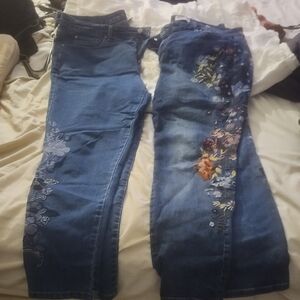 Charter Club Denim Straight-Leg Jeans with Floral Embroidery